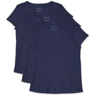 Imagem de Kit 3 Camisetas Loungewear, basicamente., Feminino, Azul Marinho, G