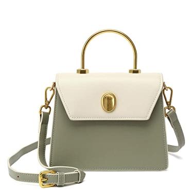 Imagem de Scarleton Bolsa tiracolo acolchoada, bolsa de ombro com alça de corrente, mini bolsa de couro vegano, H2065, Branco/verde, Small