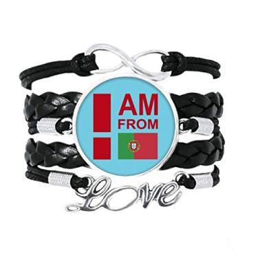 Imagem de OFFbb-USA Pulseira I Am from Portugal Art Deco Presente Fashion Pulseira Amor Acessório de Couro Trançado Corda Pulseira Presente