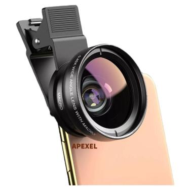 Imagem de Kit Lente Para Celular 2x1 Fotos e Vídeos com 1 Lente Macro e 1 Lente Grande Angular