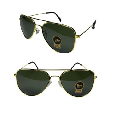 Imagem de Óculos de Sol Original flight Metal Oval Dourado com Lente Verde Masculino Feminino Unissex UV400
