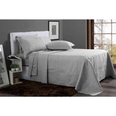 Imagem de Kit Colcha Cobre Leito New Everyday Casal 220x240cm Boston Prata Sonhare