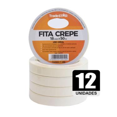 Imagem de Fita Adesiva Crepe Papel 18mm X 50m C/12 Rolos 18x50