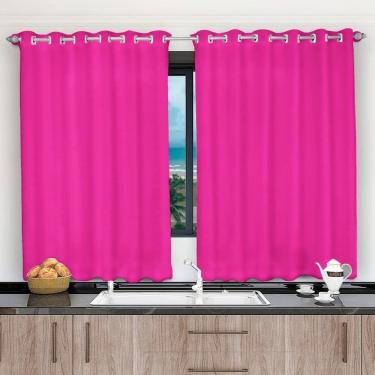Imagem de Cortina 2,00x1,20 Janela Sala Quarto Cozinha Tecido Liso Cor: Rosa Pink