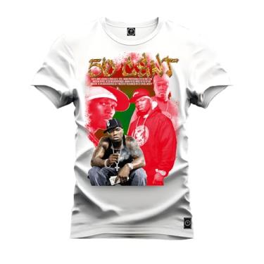 Imagem de Camiseta Plus Size T-Shirt Algodão 100% Algodão 50 Cent New Flow Branco G1