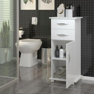 Imagem de Armário Para Banheiro Gabinete Multiuso Com Rodinhas Branco - Ajl Stor
