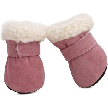 Imagem de 4 pçs quente pequeno cão botas de neve à prova dwaterproof água filhote de cachorro gato botas anti-skid inverno pet patas protetor/990