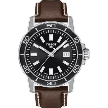 Imagem de Tissot Relógio masculino Supersport Qua de aço inoxidável com quartzo suíço, marrom, 22 relógios casuais (modelo: T1256101605100)