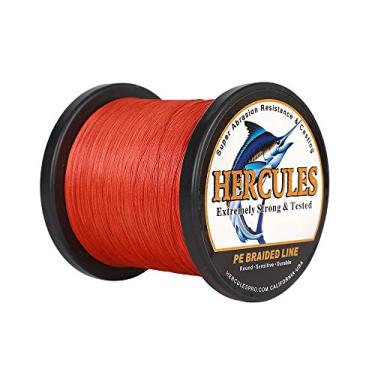 Imagem de Hercules Linha de pesca trançada super forte 4 fios super econômico de 1,8 kg a 2,3 kg Teste para água salgada, 109/328 / 547/1094 jardas (100 m / 300 m / 500 m / 1000 m), Diam# 0,08 mm - 0,55 mm Vermelho, 50LB(22.7KG)-0.37MM-1094YDS(1000M)