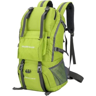 Imagem de Mochila de acampamento, mochila de caminhada de acampamento de 50 litros, mochila de caminhada de grande capacidade, mochila de viagem impermeável, nylon impermeável (verde)
