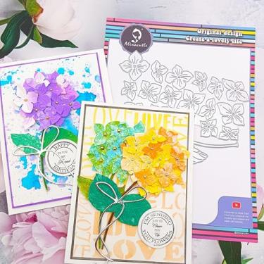 Imagem de Alinacutle Corte de metal floral de hortênsia para fazer cartões feitos à mão, álbum de recortes, molde de artesanato em papel
