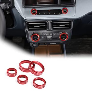 Imagem de JONKOKO Puxador de controle de volume de áudio para decoração de interiores de carro de liga de alumínio para Ford Maverick 2022 acessórios de acabamento de maçanetas de ar condicionado (vermelho)