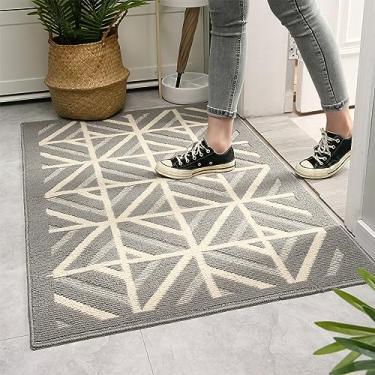 Imagem de Loismood Tapete de porta durável e de pilha baixa, tapete de porta frontal, traseiro, antiderrapante, externo e interno, resistente ao desbotamento e lavável para entrada (78,7 cm x 50,8 cm, cinza)