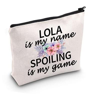 Imagem de JXGZSO Lola Bolsa de cosméticos para presente de avó Lola Is My Name Spoiling Is My Game Bolsa de maquiagem Lola Presente de aniversário, LOLA is my name -bag