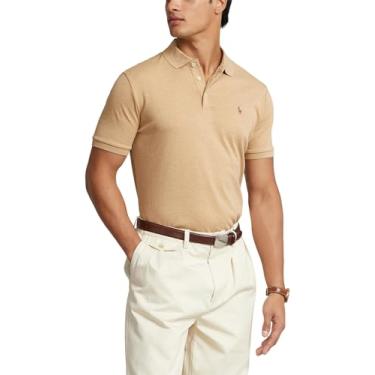 Imagem de Polo Ralph Lauren Camisa polo masculina personalizada de malha, Camelo clássico mesclado, XXG
