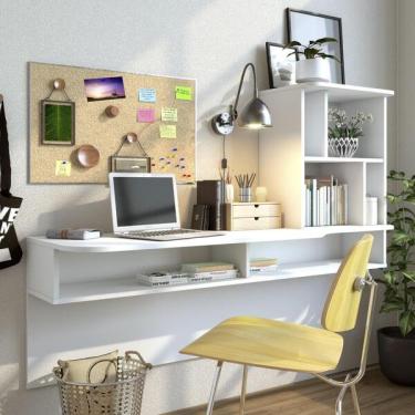 Imagem de Mesa Escrivaninha Lilac 2 Prateleiras Branco Fosco - Colibri