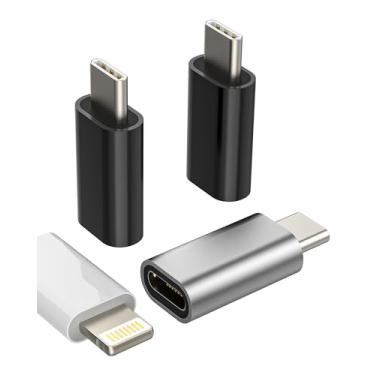Imagem de Pacote com 3, adaptador Lightning fêmea para USB C macho, compatível com Apple iPhone 15 Pro Max Plus iPad 10、Air4/5、Mini6 Galaxy Note S10 S20 S21 Google Pixel carregador tipo C cabo conector