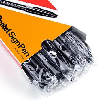 Imagem de Pentel Caneta de sinal, ponta de fibra, tinta preta (S520-A), caixa com 12
