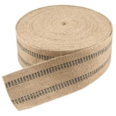 Imagem de YaeCCC Fita de tecido de juta artesanal, 8,89 cm x 33,5 m, resistente para reparo de cadeiras, artesanato, fita de serapilheira, estofamento, preto