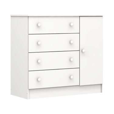 Imagem de Cômoda Infantil 4 Gavetas com Porta Fraldário Lia Branco Carolina Baby