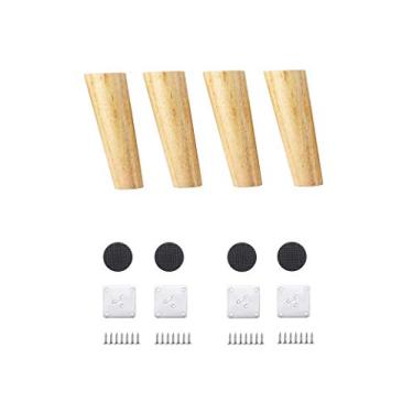 Imagem de SHDBHD Pernas redondas de madeira maciça para sofá, pernas de substituição perfeitas para hack IKEA moderno/ótimo de meados do século para sofá, cama, mesa de centro (15 cm, conjunto de 4, cor de