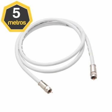 Imagem de Cabo Coaxial RG6 para Antena Branco 5 Metros - Bear Cabos