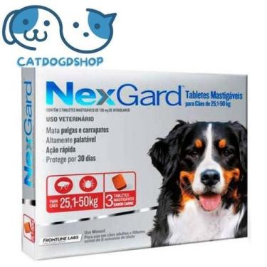 Imagem de Antipulgas e Carrapatos NexGard p/ Cães de 25,1 a 50kg - 3UN Tabletes 