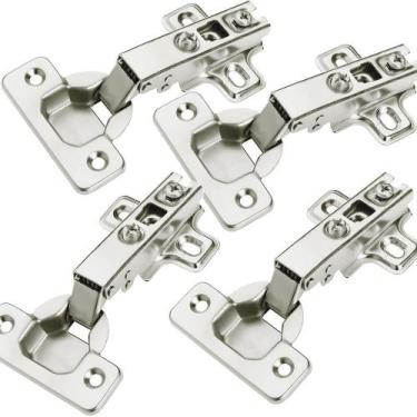 Imagem de 4Pçs Dobradiça Caneco Pressão Reto Porta Armário Móveis 35Mm - Fácil N