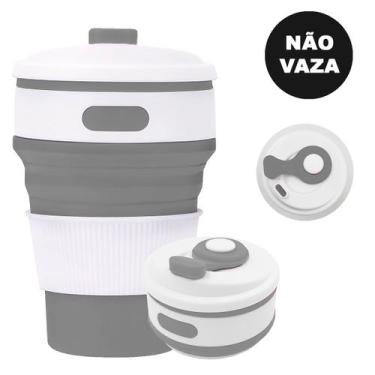 Imagem de Copo de Silicone Retrátil 350ml com Tampa Portátil Reutilizável Não Va