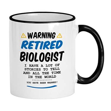 Imagem de Casitika Caneca engraçada de biólogo aposentado. Caneca de café de biologia de 325 ml. Copo para professor aposentado ou colega de trabalho.