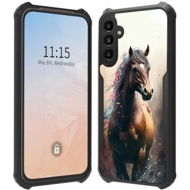 Imagem de BFSEROBJ Capa para Samsung A35 5G para mulheres menina traseira de acrílico rígido + TPU macio à prova de choque capa de telefone fina protetora para Samsung Galaxy A35 5G 6,6 polegadas 2024 - cavalo