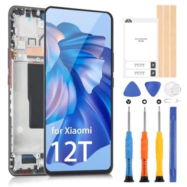 Imagem de Substituição de tela para Xiaomi 12T/12T Pro - LCD para Xiaomi 12T Pro Display Digitalizador para Xiaomi 12T Touch Screen Assembly com ferramentas de reparo 22081212UG 22081212G (preto com moldura)
