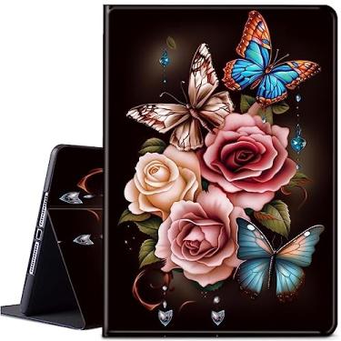 Imagem de Capa para Samsung Galaxy Tab S8 Plus 2022/S7 FE 2021/S7 Plus 2020 de 12,5 polegadas, capa inteligente ultra fina e leve para Samsung Tablet S8+/S7 FE/S7+, borboletas coloridas rosa
