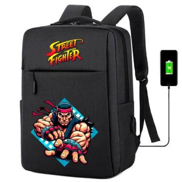 Imagem de Mochila USB Escolar Estampa Infantil Street Figther Notebooks, Trabalh