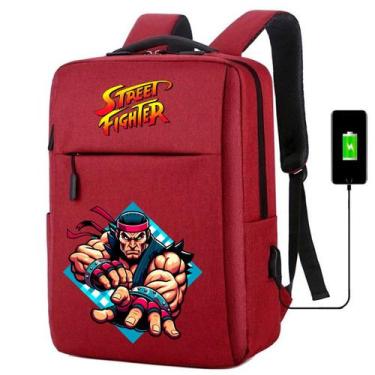 Imagem de Mochila USB Escolar Estampa Infantil Street Figther Notebooks, Trabalh