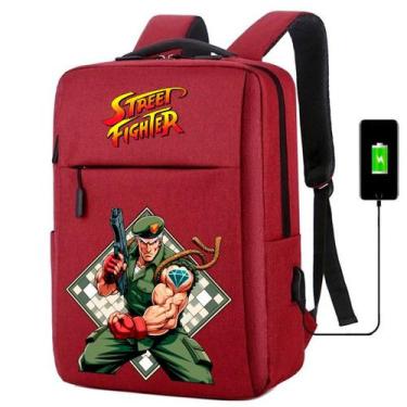 Imagem de Mochila USB Escolar Estampa Infantil Street Figther Notebooks, Trabalh