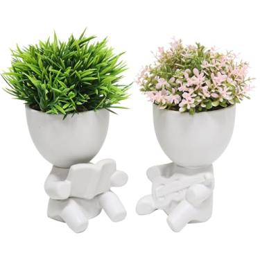 Imagem de Zerzsy Suculentas falsas, mini plantas suculentas, plantas de mesa para decoração de escritório para mulheres, lindas plantas falsas, decoração de banheiro - Conjunto de 2