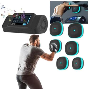 Imagem de 星姿 Conjunto de máquina de boxe musical de instalação sem perfuração, equipamento de exercício montado na parede com rastreamento de dados, 10 modos e velocidades, ajustável alto e baixo, alvo de
