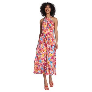Imagem de Maggy London Vestido midi frente única com laço nas costas, Magenta/branco macio, 40