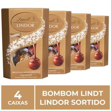 Imagem de Bombom de Chocolate Suíço Lindt Lindor Sortido, 4 Caixas 75G