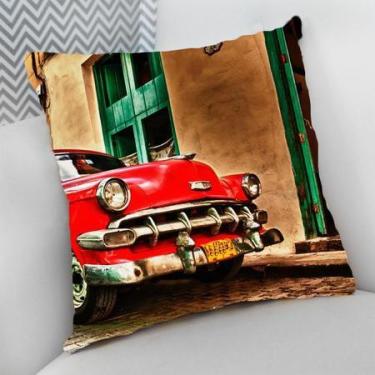 Imagem de Almofada Decorativa Cheia c/ Zíper 25x25cm, Carro Antigo - Deluzz