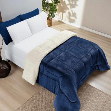 Imagem de Coberdrom Sherpa e Flannel Everest Queen Manta Alta 150g 01 Peça - Mar
