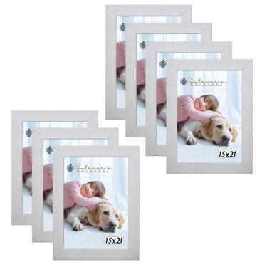 Imagem de Kit 7 Molduras Porta Retrato 15X21 Branco - Santamaria Molduras