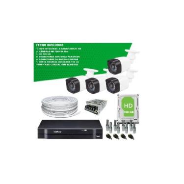 Imagem de Kit 4 Cameras de Segurança + Dvr Intelbras Multi Hd 250GB