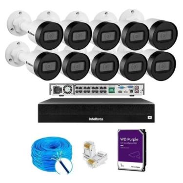 Imagem de Kit Cftv 10 Câmeras Ip Intebras Vipc 1230 Full Nvd 3316-p Com Poe - In
