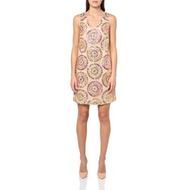 Imagem de Trina Turk Vestido feminino de lantejoulas com gola V, Rosa/ouro, 44