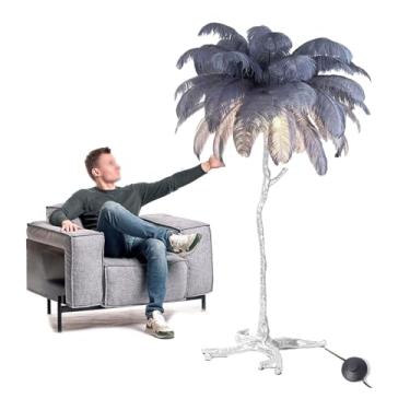 Imagem de Luminária de chão, lâmpadas de piso de penas, lâmpadas de chão modernas de resina, lâmpadas de LED 3 tons, lâmpada de pé regulável, interruptor de pé, lâmpada de leitura para quarto - presente