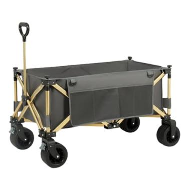 Imagem de carroça Carrinho de vagão todo terreno com rodas dobrável liga de alumínio carrinho de mão de jardim vagão utilitário ao ar livre para compras de acampamento dobrável