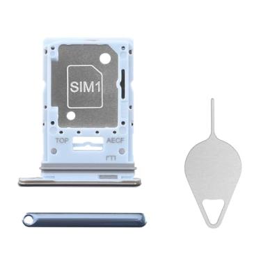 Imagem de BESJMYT Substituição para bandeja de cartão SIM Samsung Galaxy A53 5G (versão SIM único) Adaptador de suporte de slot de bandeja de cartão azul com ejetor de agulha para A53 5G SM-A536U SM-A536U1