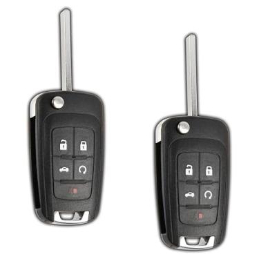 Imagem de KeylessOption Substituição de chaveiro para controle remoto Buick Encore Chevrolet Chevy Camaro Equinox Impala Malibu GMC Terrain 2010-2019, 5 botões OHT01060512 - pacote com 2